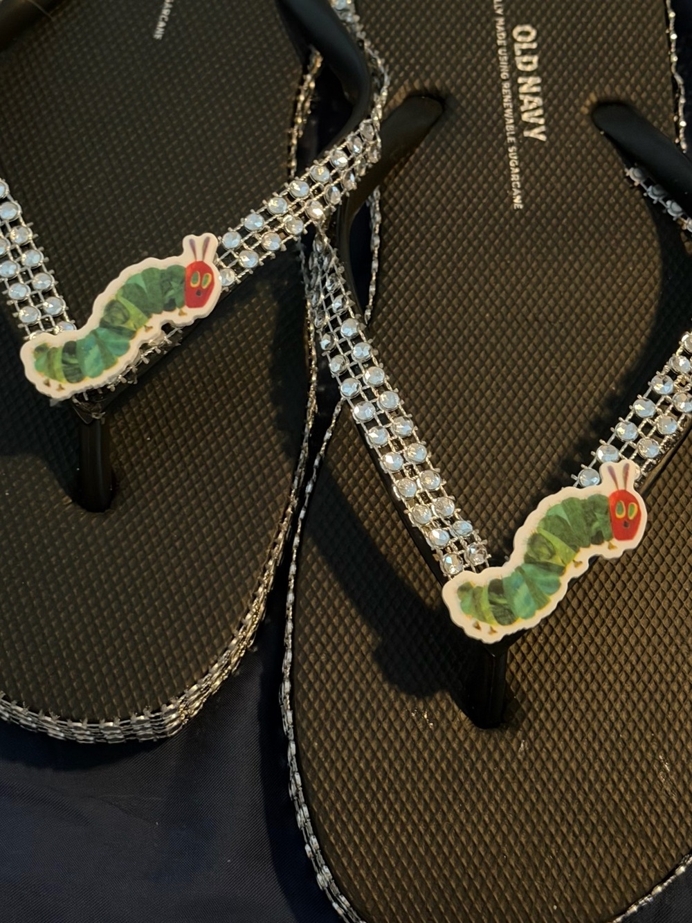 Rhinestone Caterpillar Flip Flop Sandals